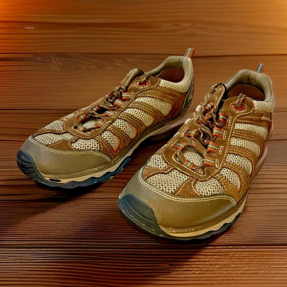 Eddie Bauer Hiking Shoes Men's 12 Vibram Sole Leather Mesh Trail Outdoor 0077‑76